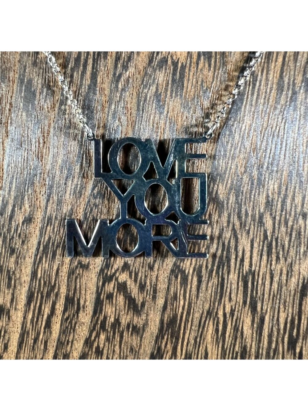 Love You More Silver-Tone Pendant Necklace With Chain & Lobster Clasp